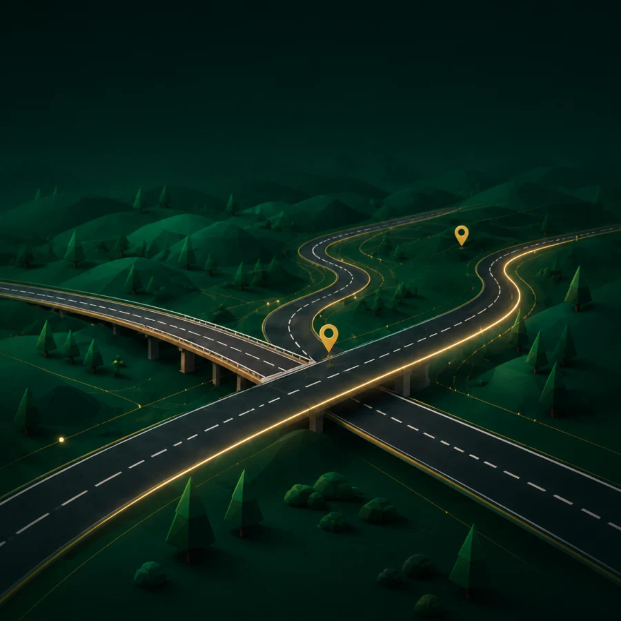 Modern road interchange across Somaliland terrain